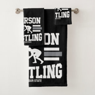 Wrestler ADD NAME School Athlete Wrestling Team Bath Towel Set