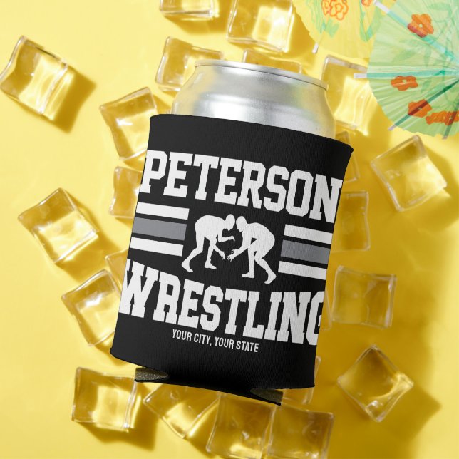 Wrestler ADD NAME School Athlete Wrestling Team Can Cooler (In Situ Summer)