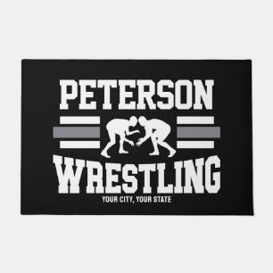 Wrestler ADD NAME School Athlete Wrestling Team Doormat