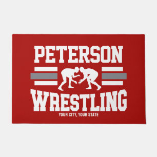 Wrestler ADD NAME School Athlete Wrestling Team Doormat