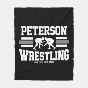 Wrestler ADD NAME School Athlete Wrestling Team   Fleece Blanket