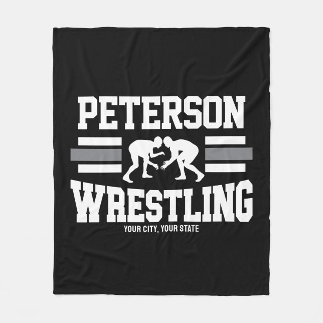 Wrestler ADD NAME School Athlete Wrestling Team   Fleece Blanket (Front)