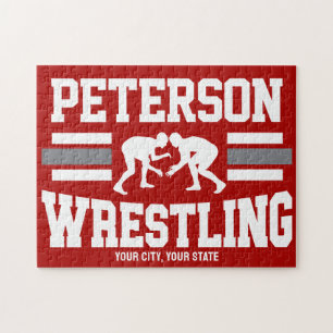 Wrestler ADD NAME School Athlete Wrestling Team  Jigsaw Puzzle