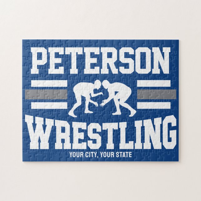Wrestler ADD NAME School Athlete Wrestling Team  Jigsaw Puzzle (Horizontal)