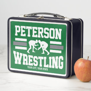 Wrestler ADD NAME School Athlete Wrestling Team   Metal Lunch Box