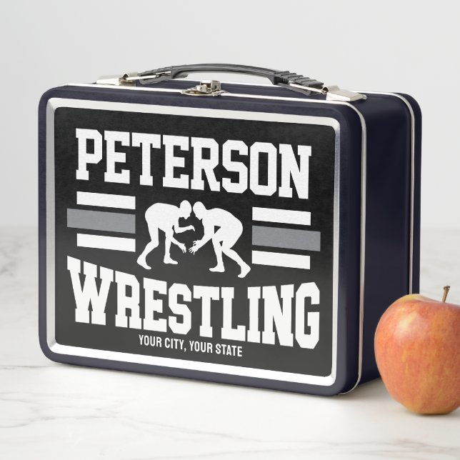 Wrestler ADD NAME School Athlete Wrestling Team   Metal Lunch Box (In Situ)