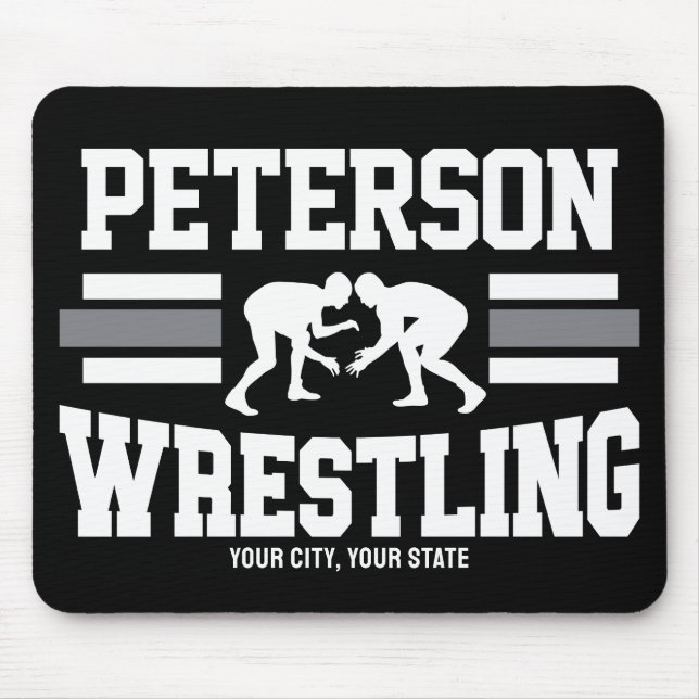 Wrestler ADD NAME School Athlete Wrestling Team Mouse Mat (Front)