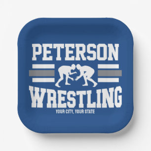 Wrestler ADD NAME School Athlete Wrestling Team Paper Plate