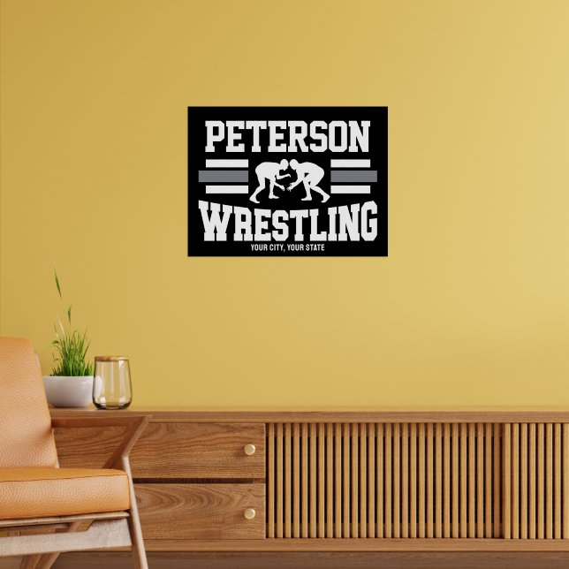 Wrestler ADD NAME School Athlete Wrestling Team  Poster (Living Room 2)