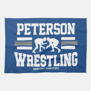 Wrestler ADD NAME School Athlete Wrestling Team   Tea Towel