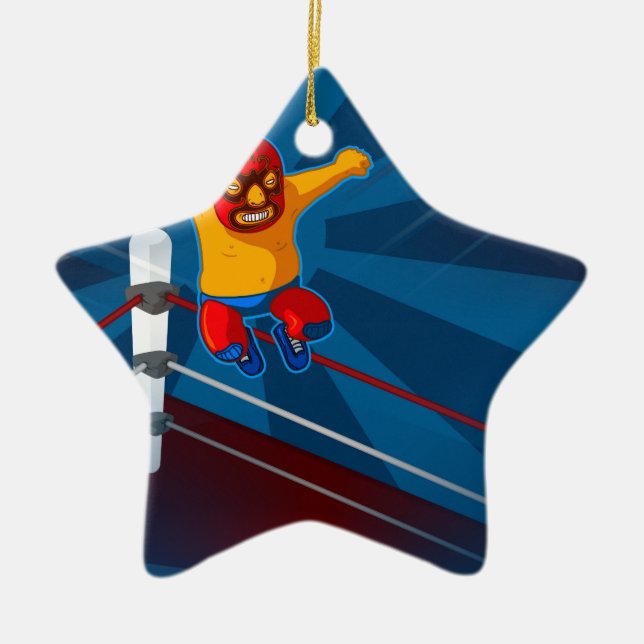wrestler ceramic tree decoration (Front)