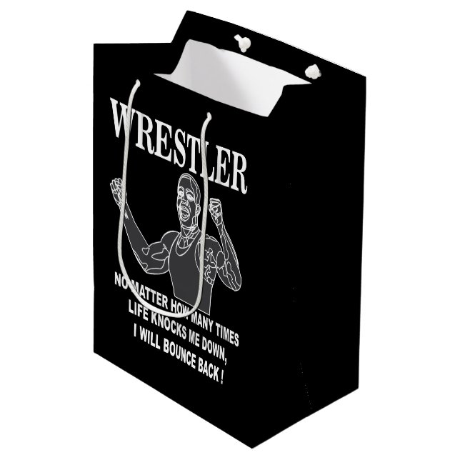 Wrestler Inspirational Wrestling Medium Gift Bag (Front Angled)