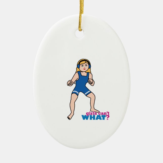 Wrestler - Light/Blonde Ceramic Tree Decoration (Front)