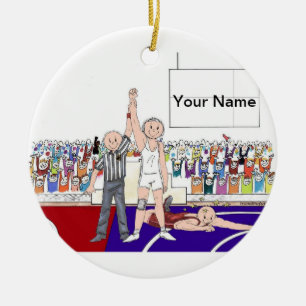 Wrestler - male ceramic tree decoration