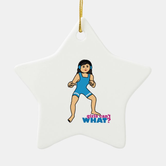 Wrestler - Medium Ceramic Tree Decoration (Front)