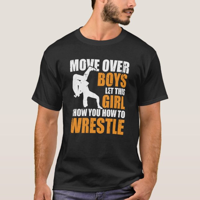 Wrestler Wrestle Move Over Boys Wrestling T-Shirt (Front)