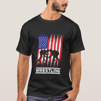 Wrestler Wrestling Fans American Flag T-Shirt