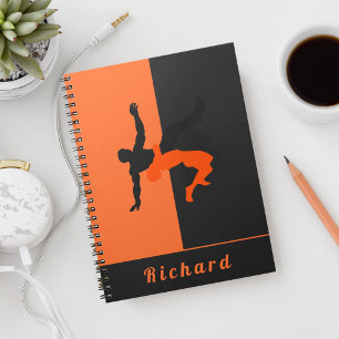 Wrestler Wrestling Silhouettes Sport Custom Name   Notebook