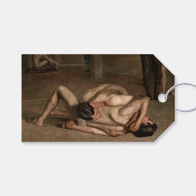 Wrestlers (by Thomas Eakins) Gift Tags (Front (Horizontal))