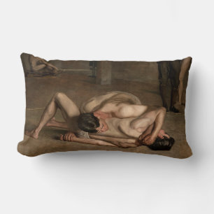 Wrestlers (by Thomas Eakins) Lumbar Cushion