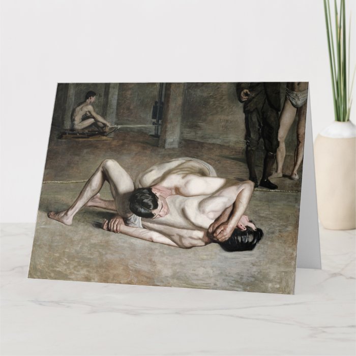 Wrestlers Fine Art Greetings Card