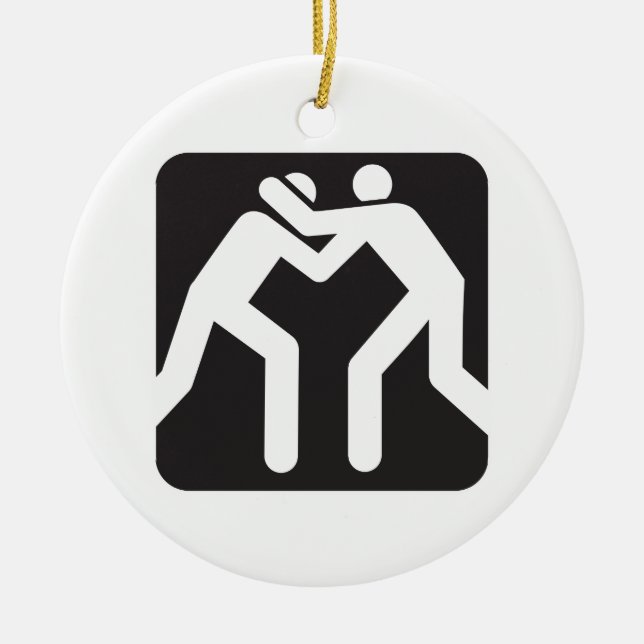 Wrestlers Icon Ceramic Tree Decoration (Front)