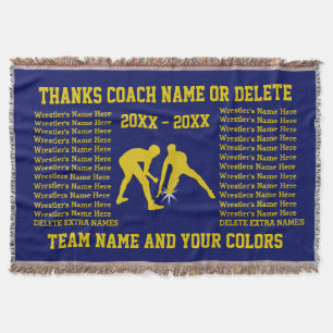 Wrestlers Names 5 Text Boxes Wrestling Coach Gifts Throw Blanket