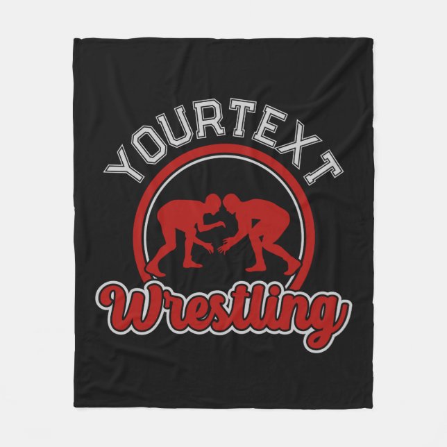  Wrestling ADD NAME Grapple Champion Team Player Fleece Blanket (Front)