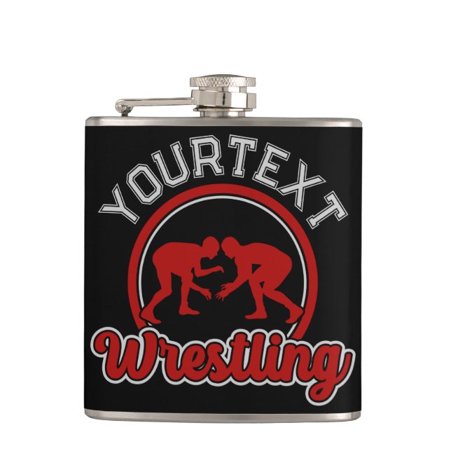  Wrestling ADD NAME Grapple Champion Team Player  Hip Flask (Front)