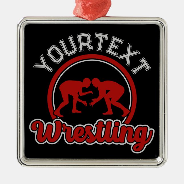  Wrestling ADD NAME Grapple Champion Team Player  Metal Tree Decoration (Front)