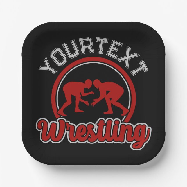  Wrestling ADD NAME Grapple Champion Team Player  Paper Plate (Front)