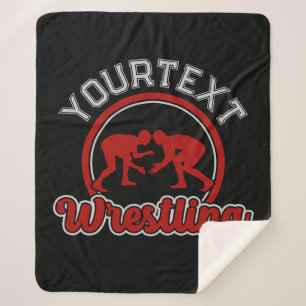 Wrestling ADD NAME Grapple Champion Team Player Sherpa Blanket