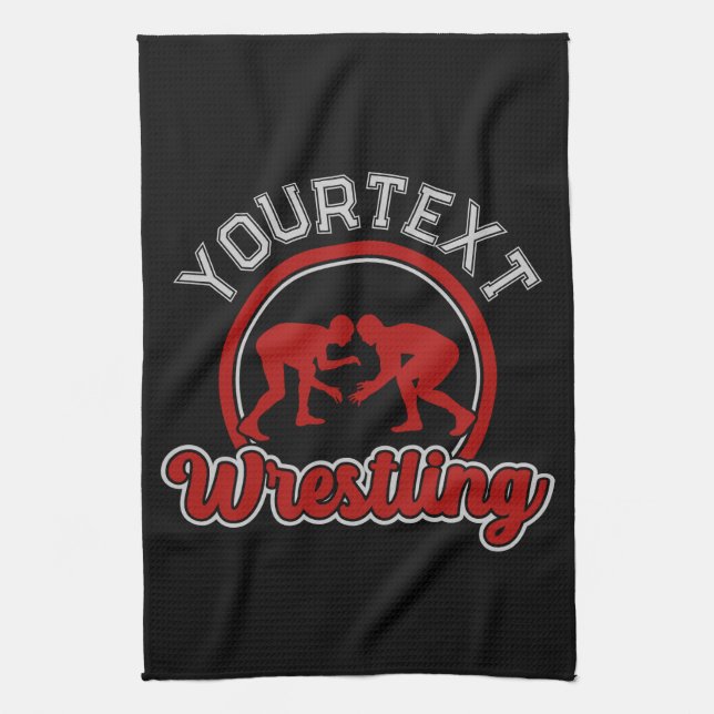  Wrestling ADD NAME Grapple Champion Team Player Tea Towel (Vertical)