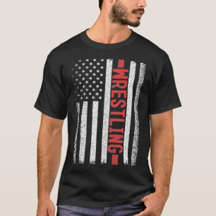 Wrestling American Flag 4th of July T-Shirt