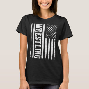 Wrestling American Flag Vintage Highschool Sport B T-Shirt