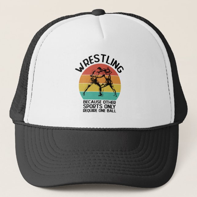 Wrestling Because Other Sports Wrestling Wresler Trucker Hat (Front)
