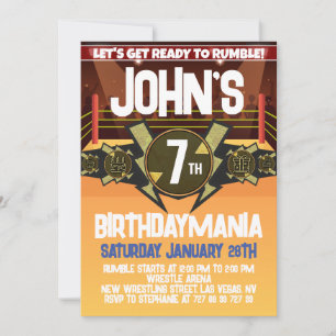 Wrestling Birthday Party Invitation Theme
