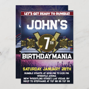 Wrestling Birthday Party Invitation Theme