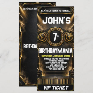 Wrestling Birthday Party Ticket Invitation Theme