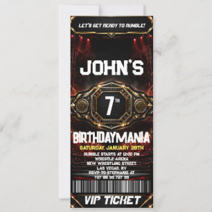 Wrestling Birthday Party Ticket Invitation Theme