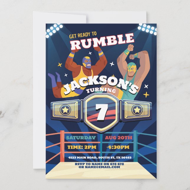 Wrestling Birthday Wrestle Ring Fighting Ring Invitation (Front)