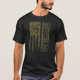 Wrestling Bro Wrestling Brother American Flag  T-Shirt