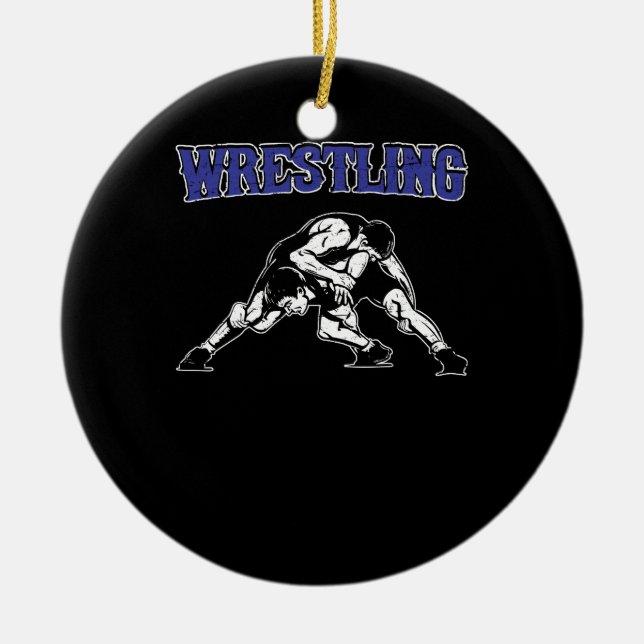 Wrestling Ceramic Tree Decoration (Front)