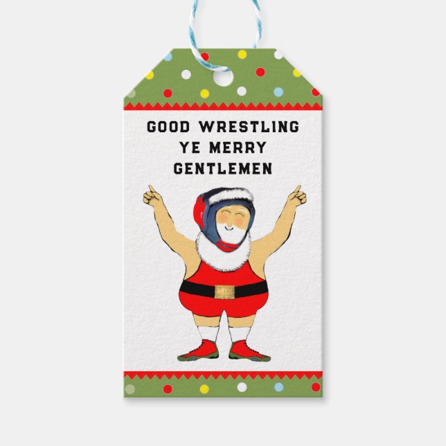 Wrestling Christmas Holiday Gift Tags (Front)