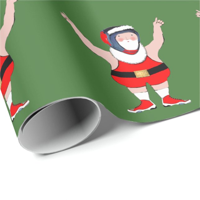 Wrestling Christmas Holiday Gift Wrapping Paper (Roll Corner)