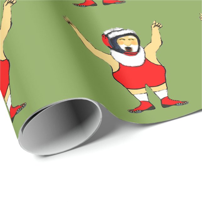 Wrestling Christmas Holiday Gift Wrapping Paper (Roll Corner)