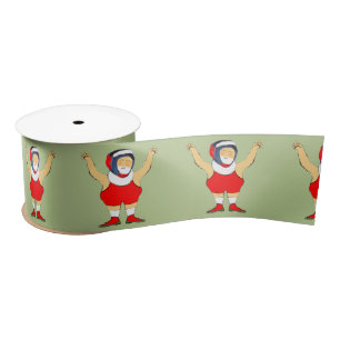 Wrestling Christmas Holiday Satin Ribbon