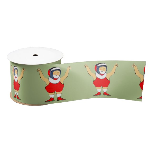 Wrestling Christmas Holiday Satin Ribbon (Spool)