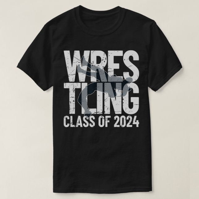 Wrestling Class of 2024 Wrestler Silhouette  T-Shirt (Design Front)