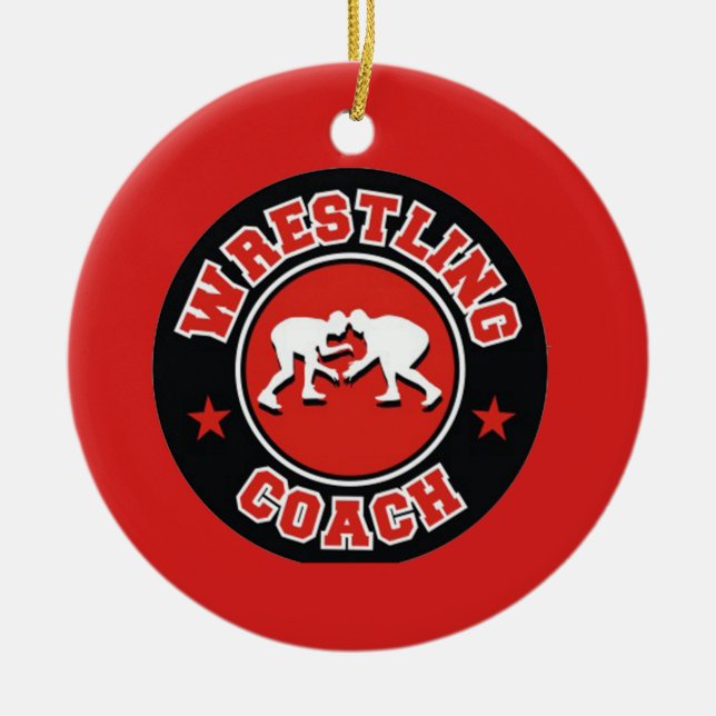 Wrestling Coach Christmas Ornament (Front)
